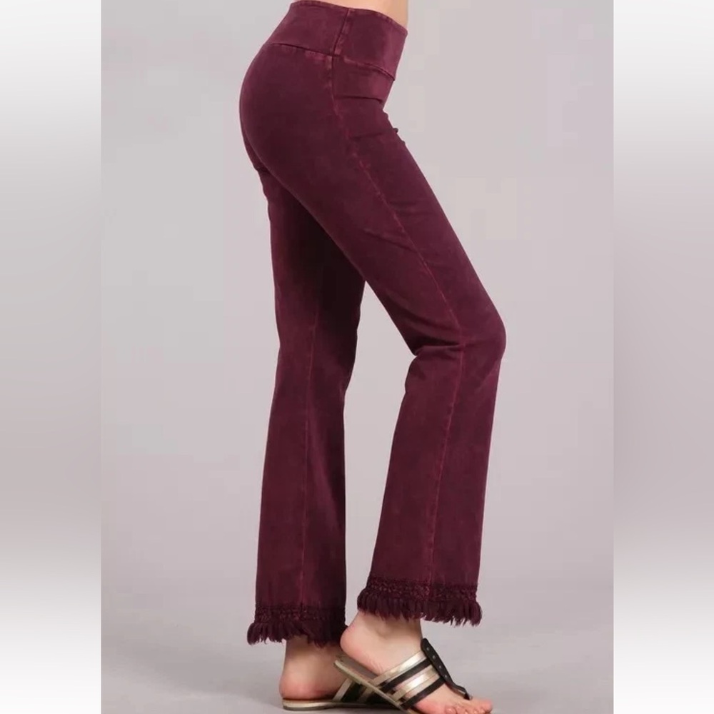 Chatoyant burgundy mineral wash with fringe
